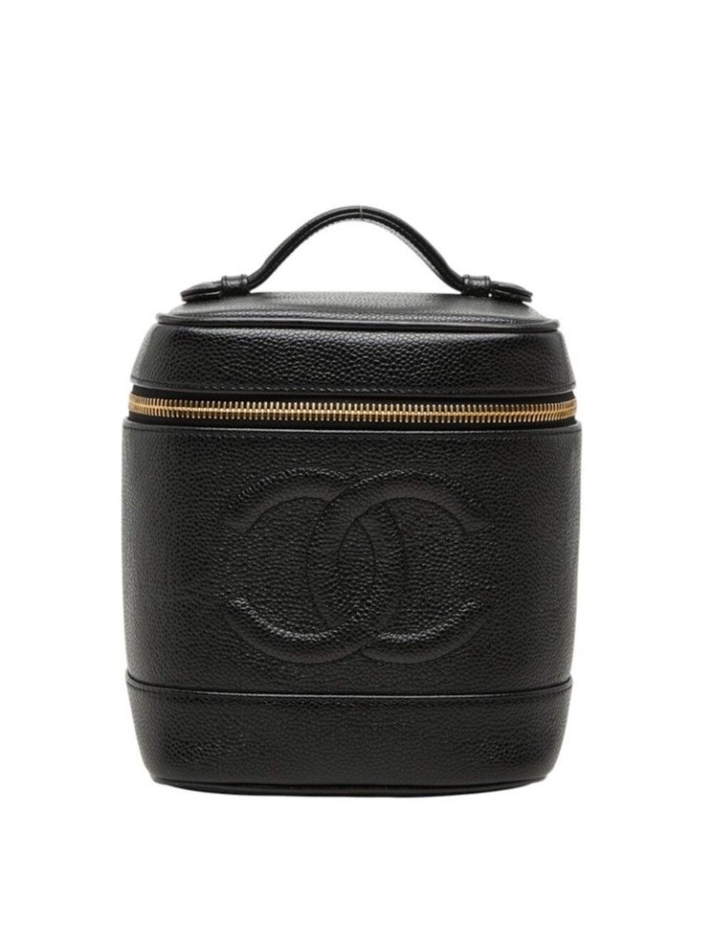Chanel CC Logo Vanity Bag Handbag Black Caviar Leather